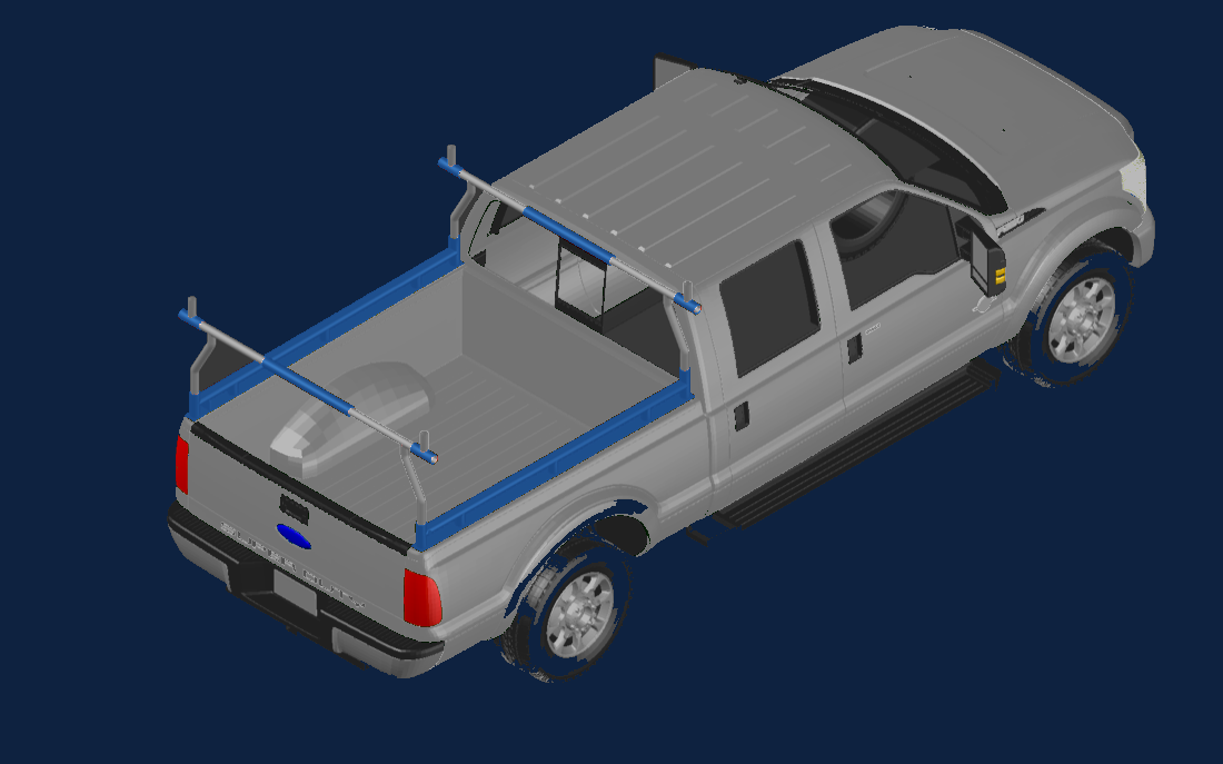 Base rack mounted on a truck bed