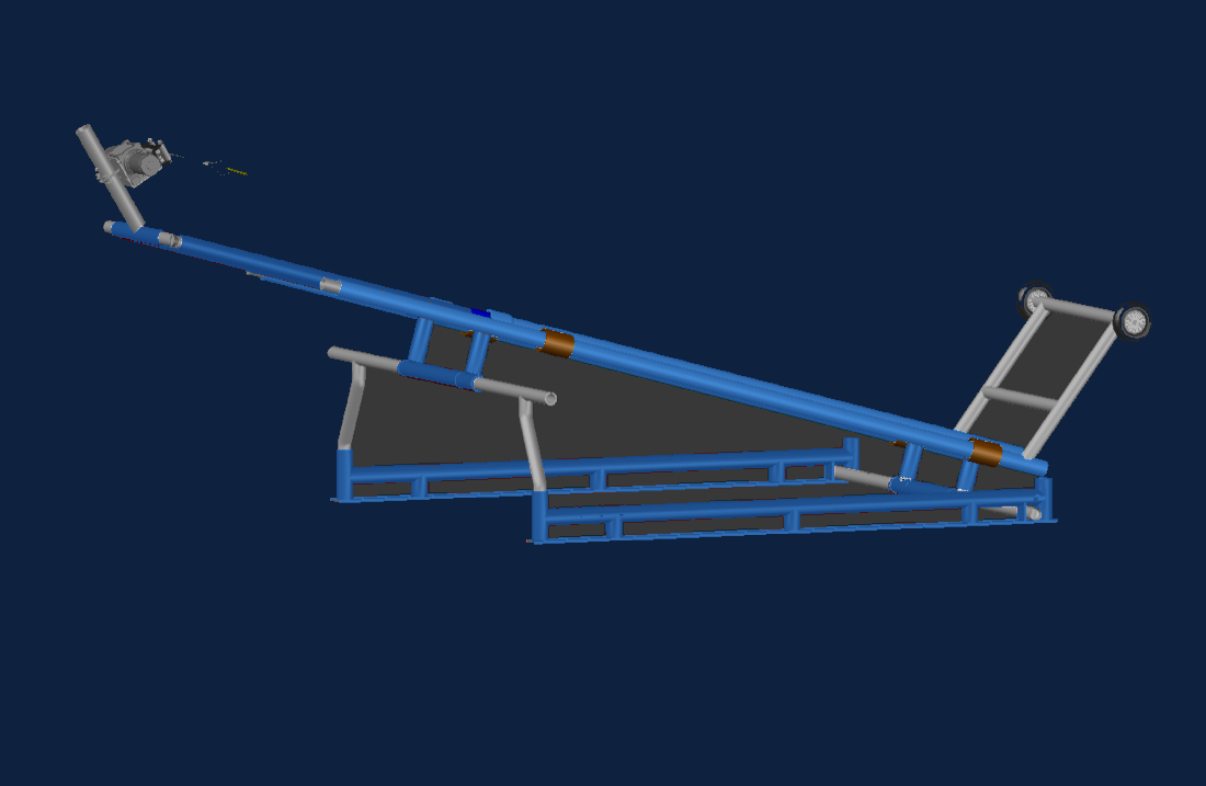 Telescoping rails extended down to the ground as a ramp