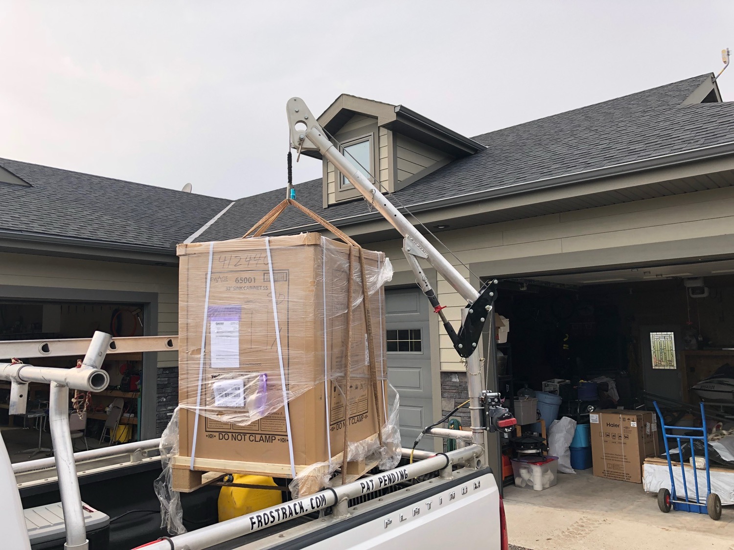 Lifting a crated appliance