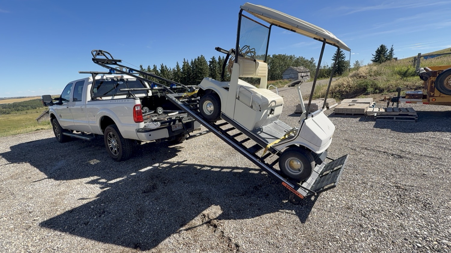 Golf cart on its way up